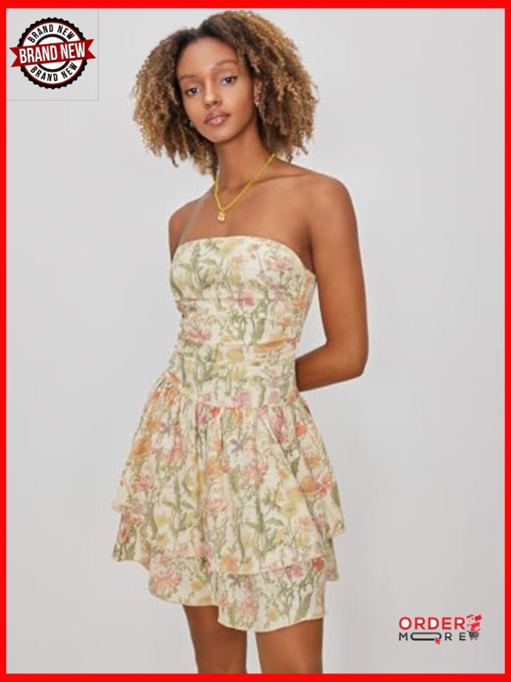 Tube Ruched Ruffle Mini Dress - Strapless Summer Cocktail - Picture 3 of 7